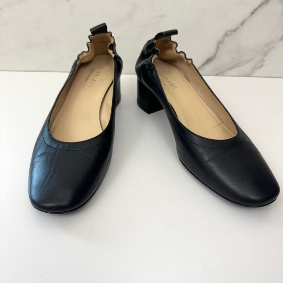 Everlane Womens The Day Heel Size 7 Ballet Made In Italy Leather Minimal Black